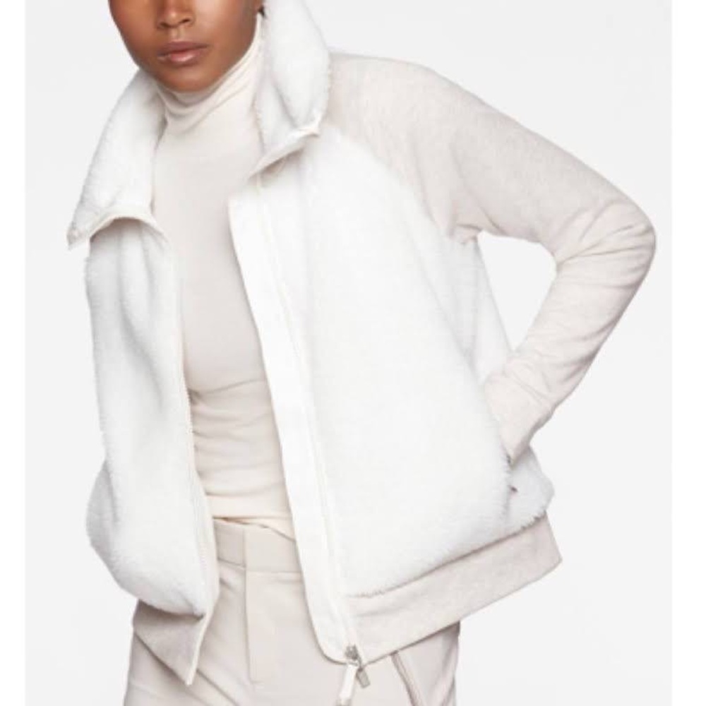 ATHLETA Range Sherpa Jacket Full Zip Ivory White